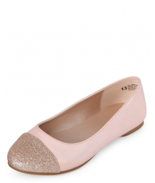 Childrens Place Pink Girls Glitter Toe Ballet Flats